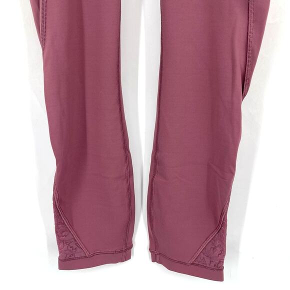 Lululemon Wunder Under Crop HR 21" Flocked Everlux Plumful Size 4 - Picture 6 of 10